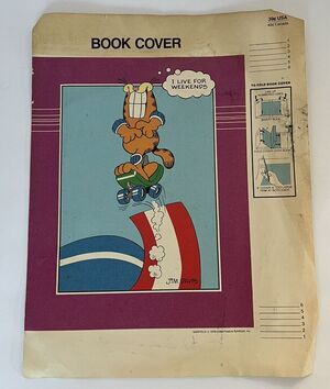 Vintage Unused Garfield Paper Book Cover Jim Davis Old School Education Material